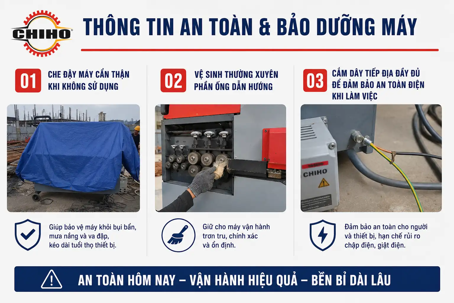 Máy Bẻ Đai Sắt CHIHO – Muốn Máy Bền Nhiều Năm, Đừng Bỏ Qua Những Điều Cơ Bản