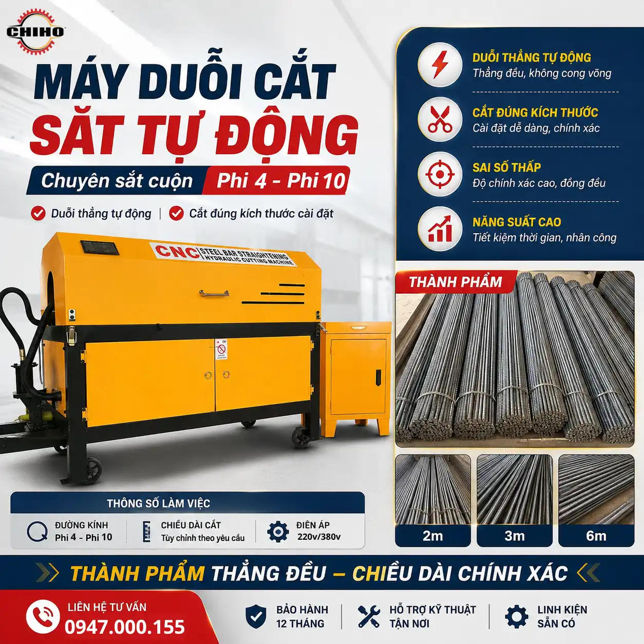 Máy Duỗi Cắt Sắt Tự Động 